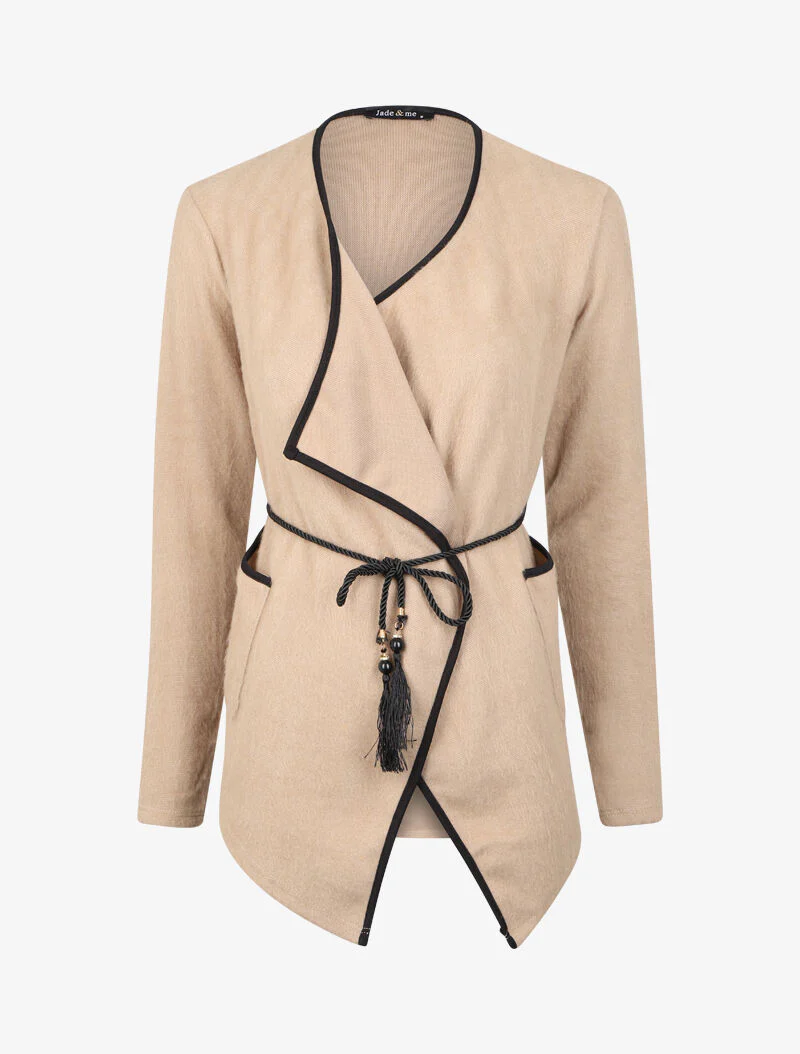 Gilet met fijne strepen - Camel