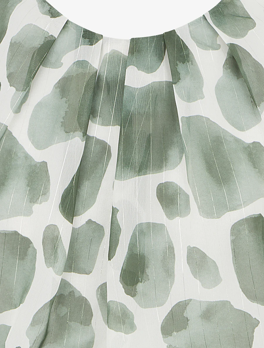 Giraffeprint top met iriserende strepen - Kaki - Image 3