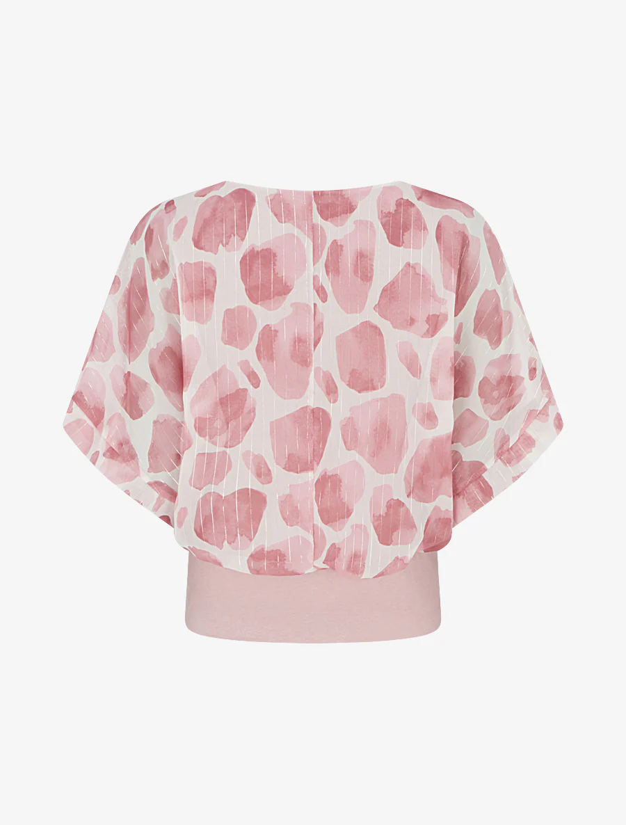 Giraffeprint top met iriserende strepen - Roos - Image 2