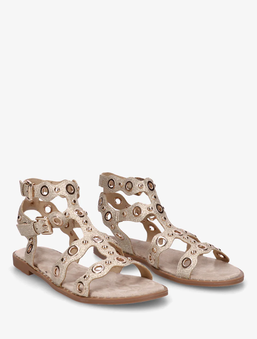 Gladiatorsandalen met oogjes - Goud - Image 4