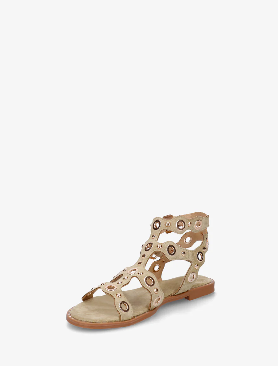 Gladiatorsandalen met oogjes - Licht kaki - Image 3