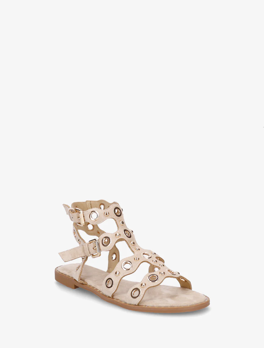 Gladiatorsandalen met oogjes - Beige - Image 2