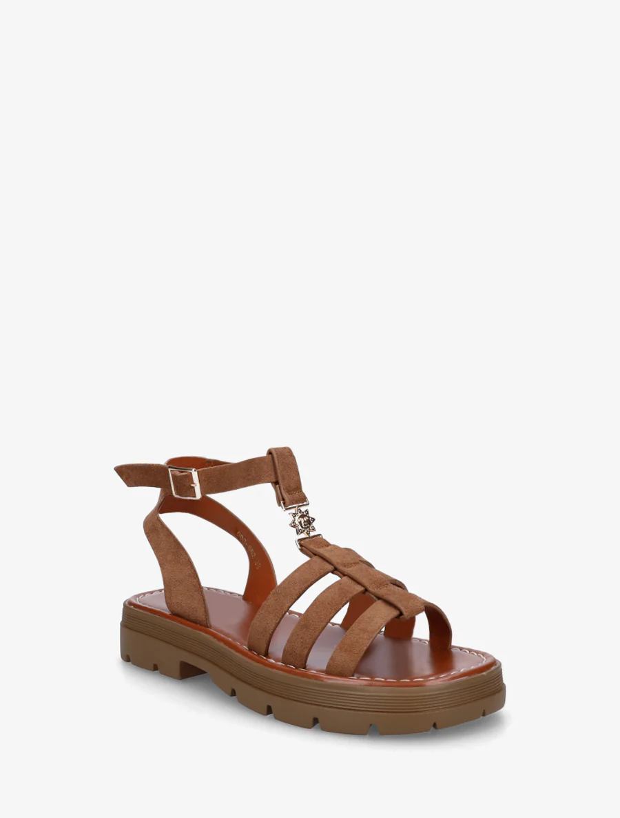 Gladiatorsandalen van suèdine - Kameel - Image 2