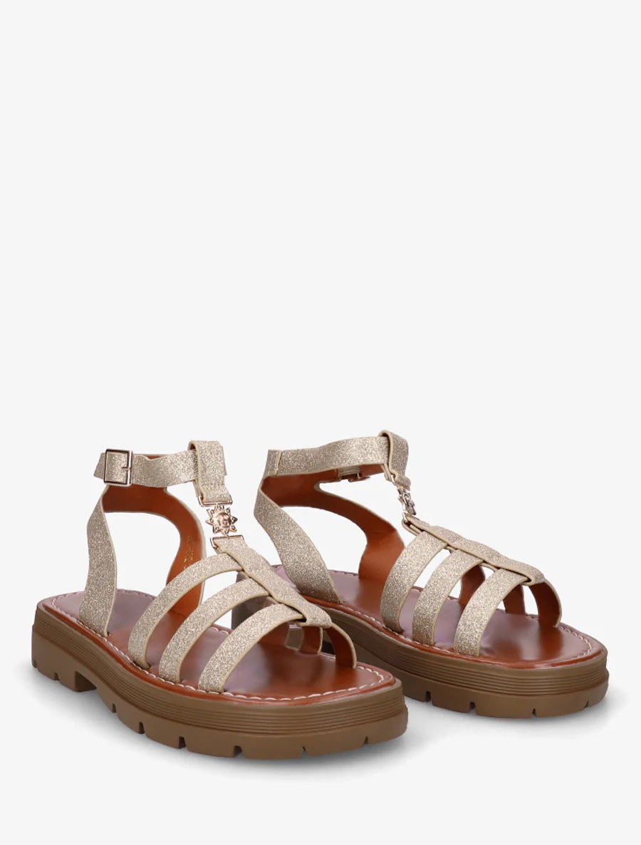 Gladiatorsandalen van suèdine - Goud - Image 4