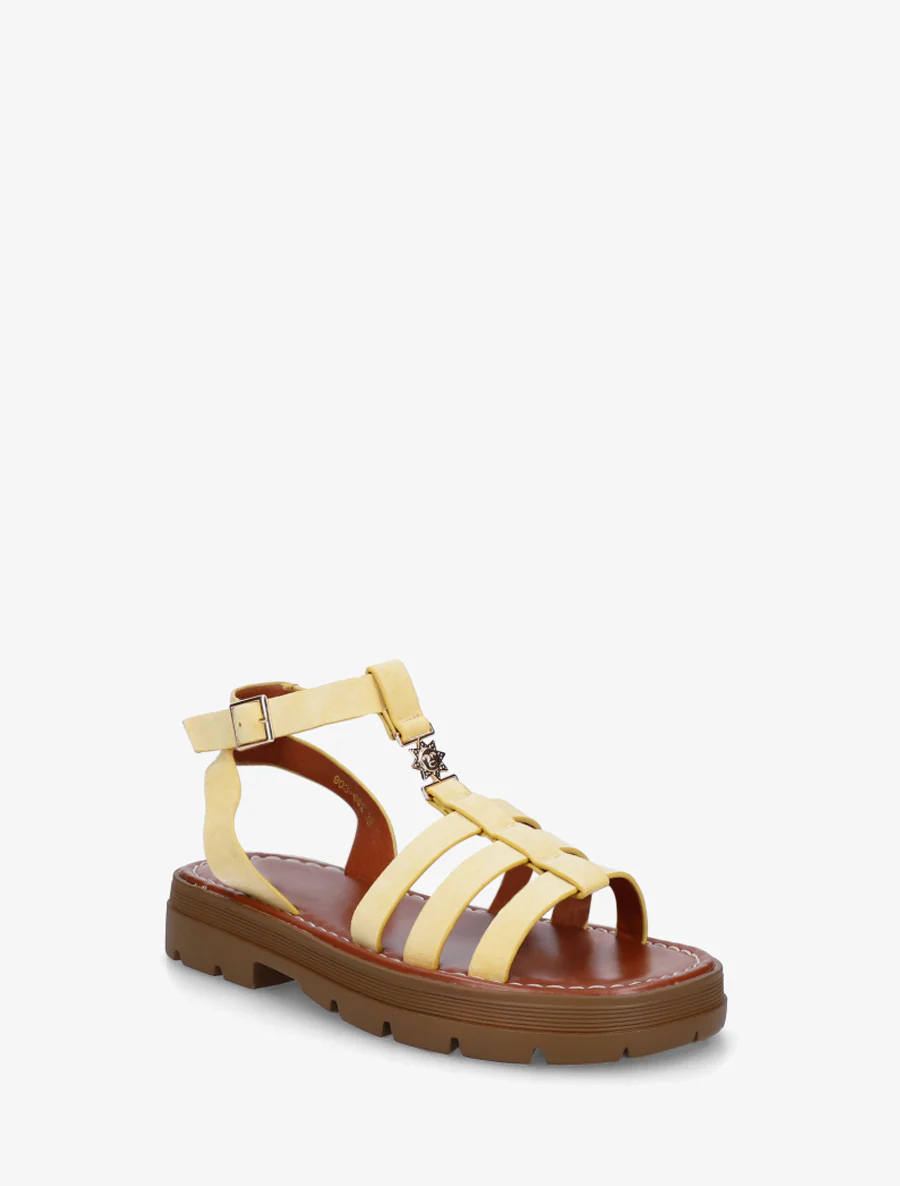 Gladiatorsandalen van suèdine - Geel - Image 2