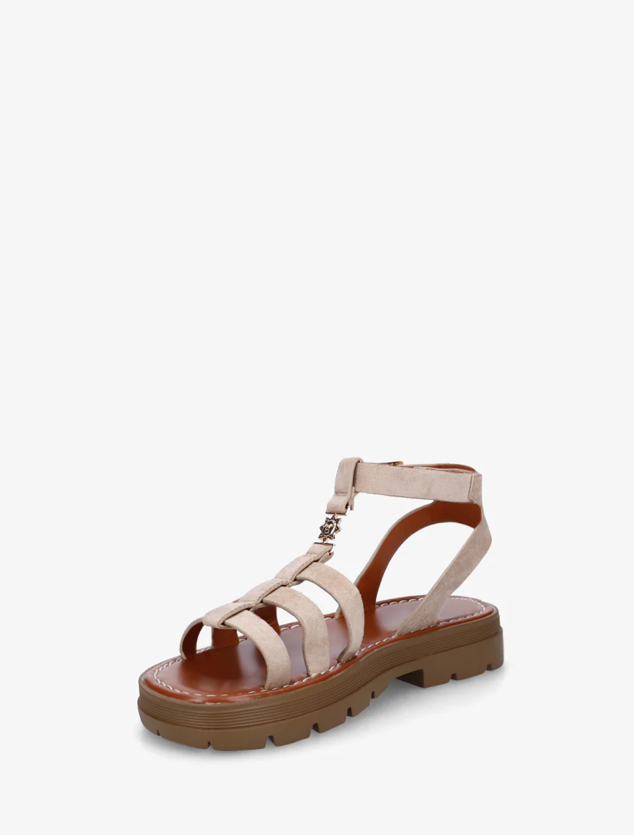 Gladiatorsandalen van suèdine - Beige - Image 3