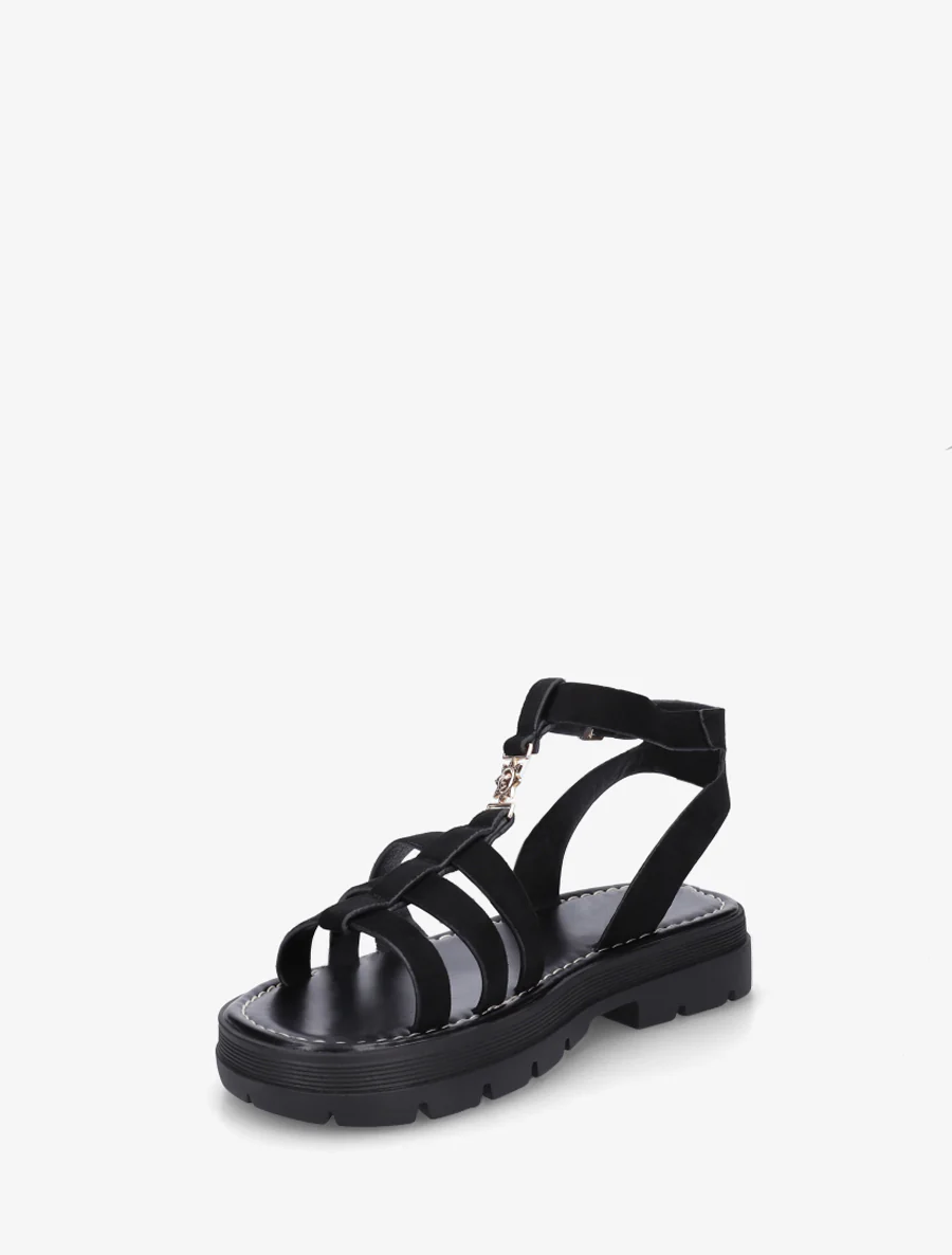 Gladiatorsandalen van suèdine - Zwart - Image 3
