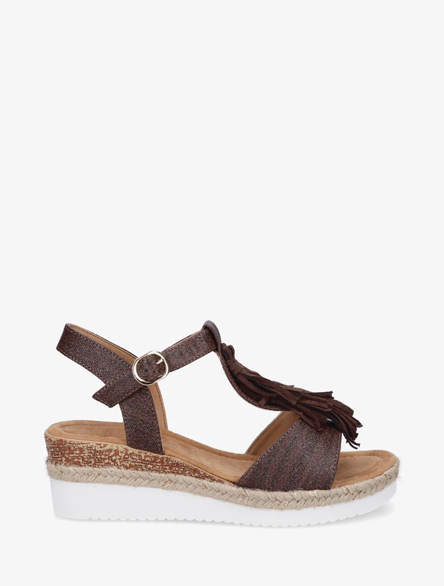 Glitter sandalen met franjes van suèdine - Bruin