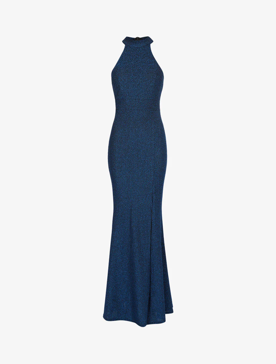 Glitter zeemeermin jurk met Amerikaanse halslijn - Blauw