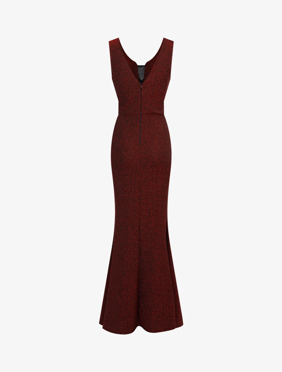 Glitter zeemeermin jurk met transparante halslijn. - Rood - Image 2