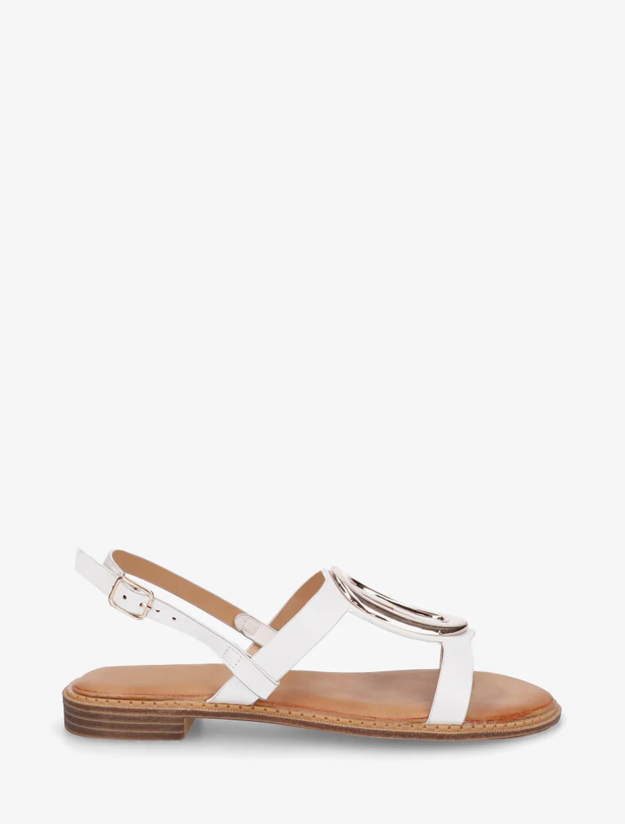 Gouden metalen sierlijke sandalen - Wit
