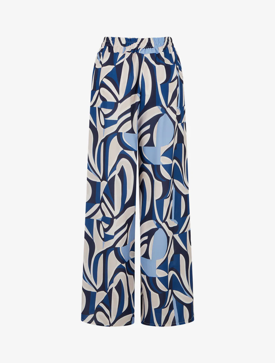 Grafisch bedrukte wijde broek - Blauw - Image 2