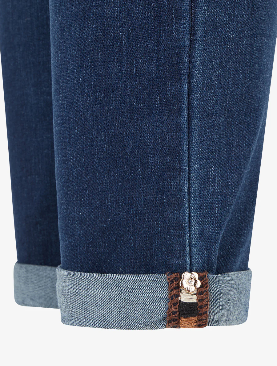 Grafische riem skinny jeans met zoomranden - Blauwe denim - Image 3