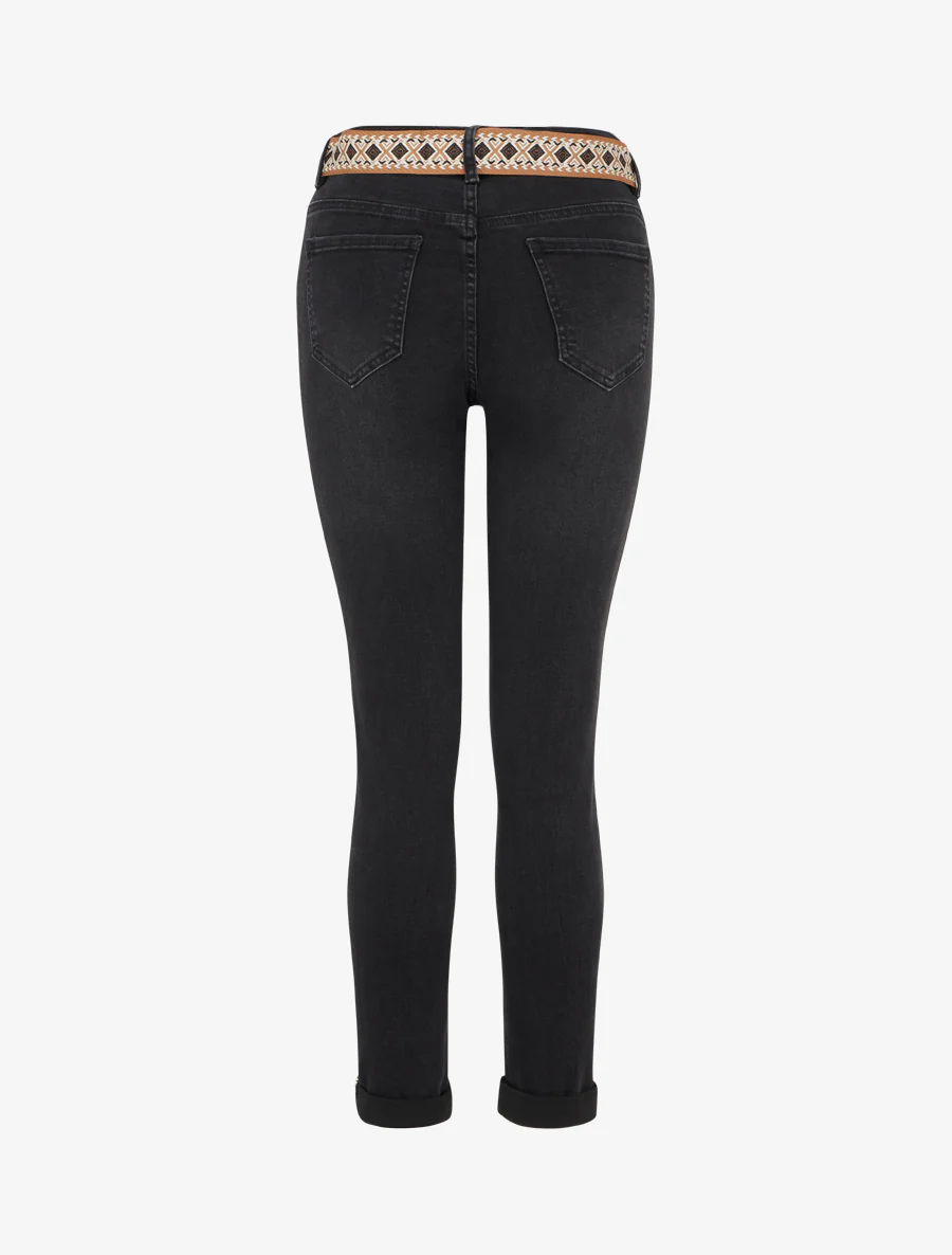 Grafische riem skinny jeans met zoomranden - Antracietgrijs - Image 2