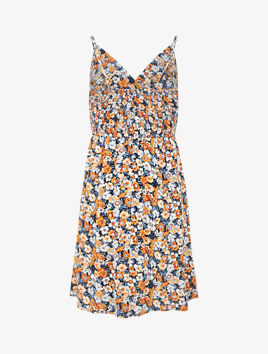 Halflange jurk met bloemenprint - Zwart - Image 2