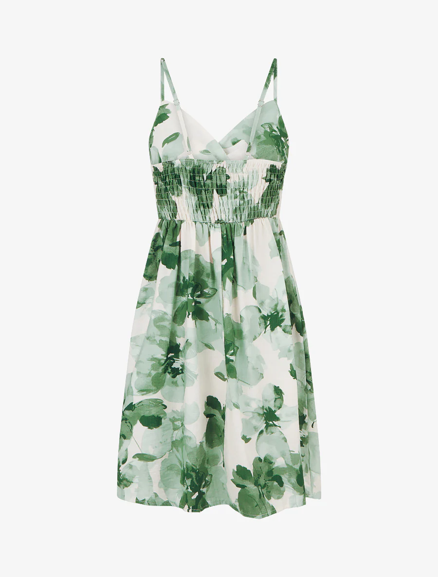 Halflange jurk met bloemenprint - Groen - Image 2