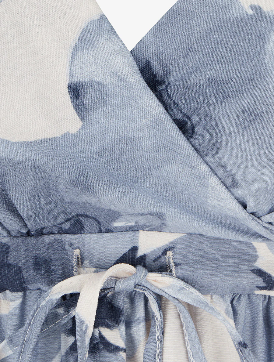 Halflange jurk met bloemenprint - Blauwgrijs - Image 3