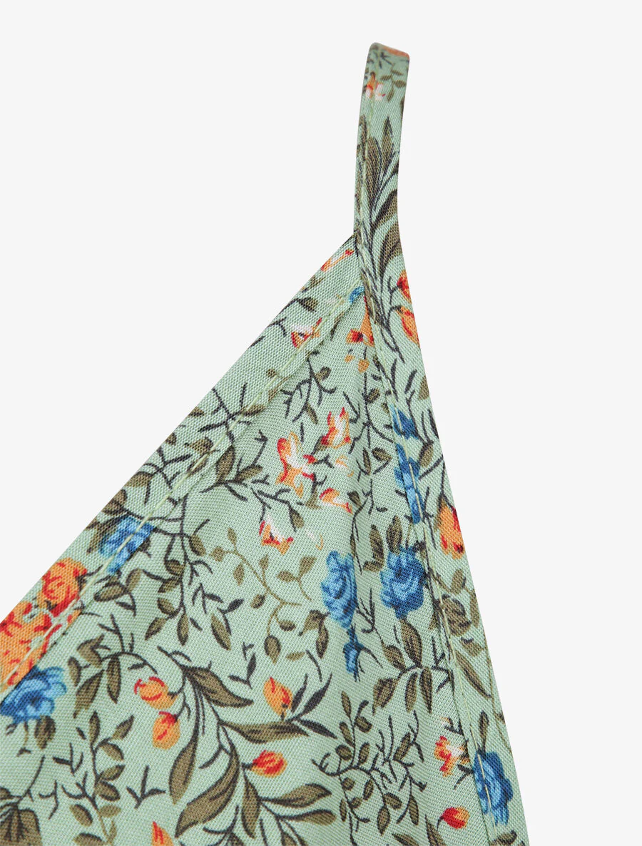 Halflange plooirok met bloemenprint - Lindegroen - Image 3