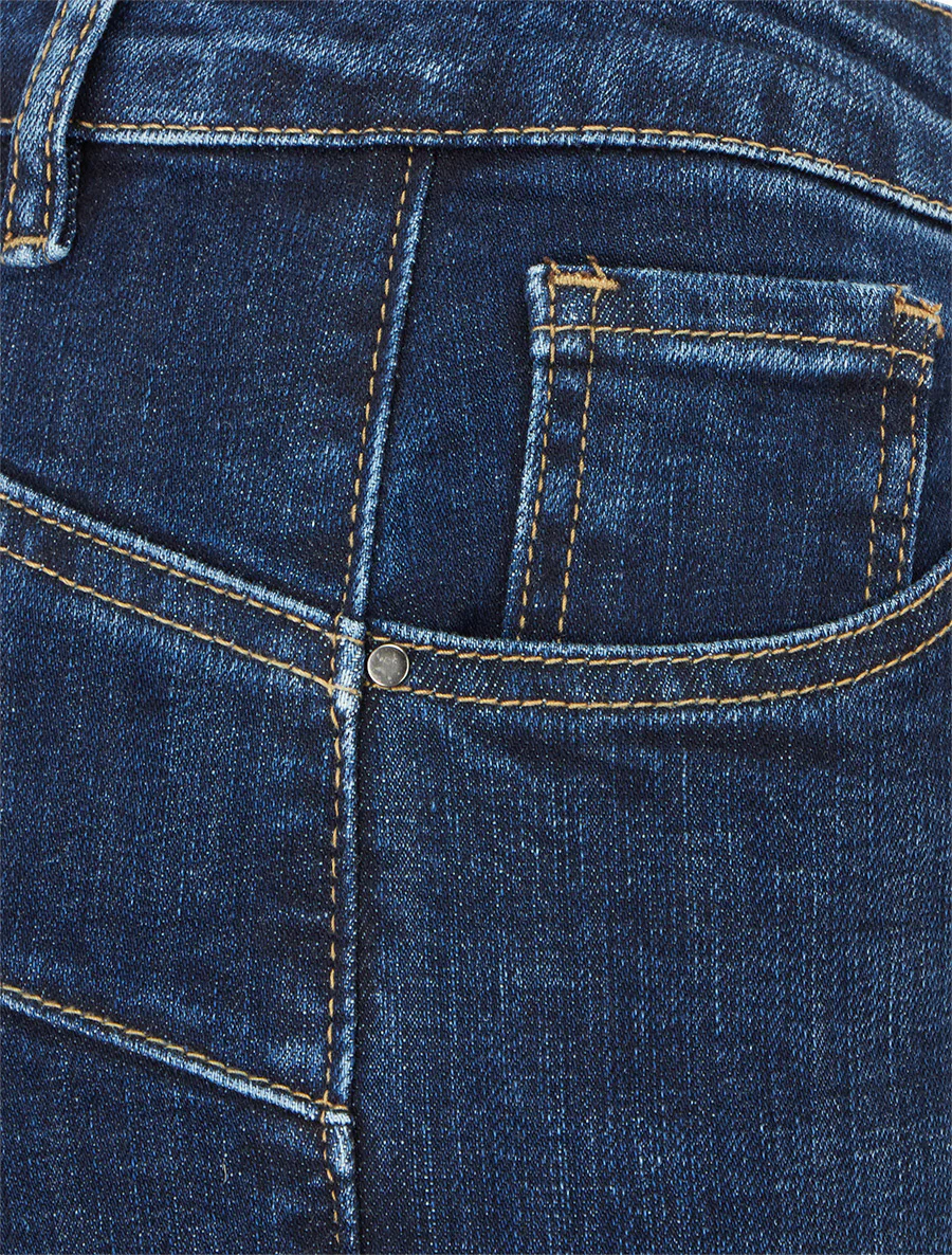 Hoge taille, gebleekte slim-fit jeans - Blauwe denim - Image 3