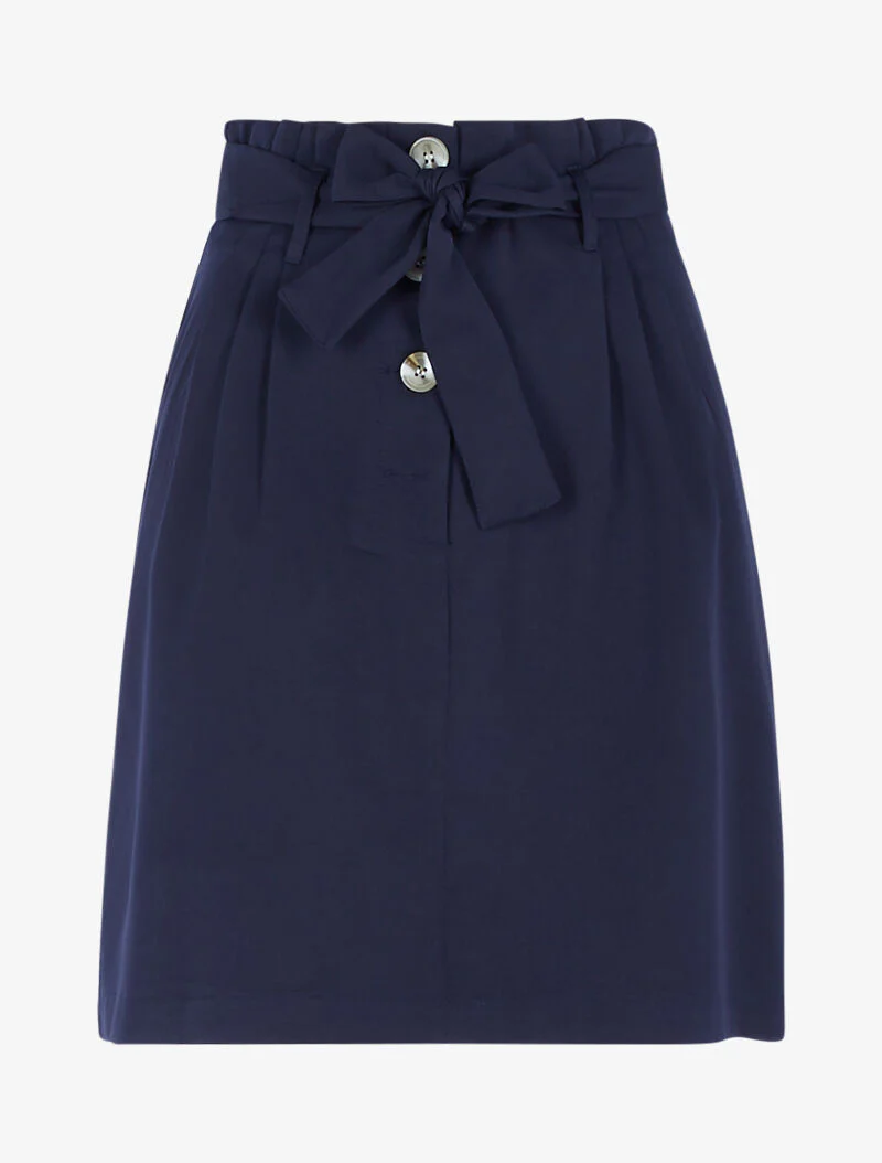 Hoge taille paperbag rok - nachtblauw