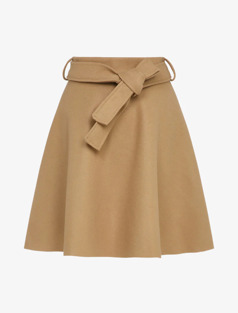 Hoge taille effen skaterrok - Camel