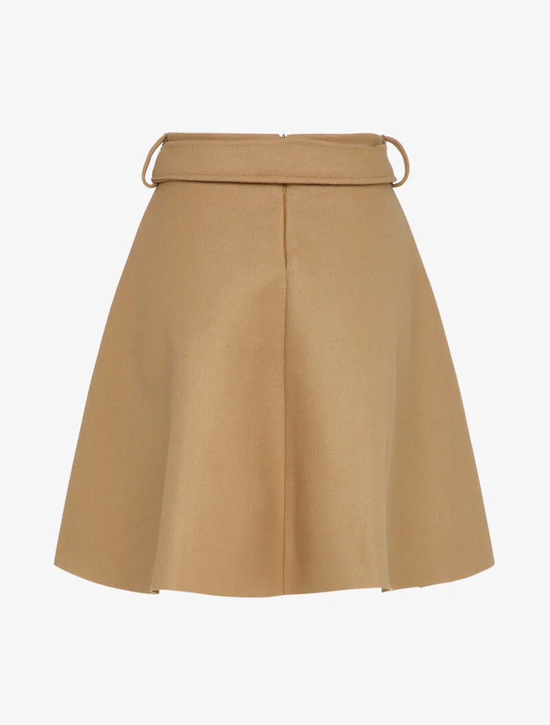 Hoge taille effen skaterrok - Camel - Image 2
