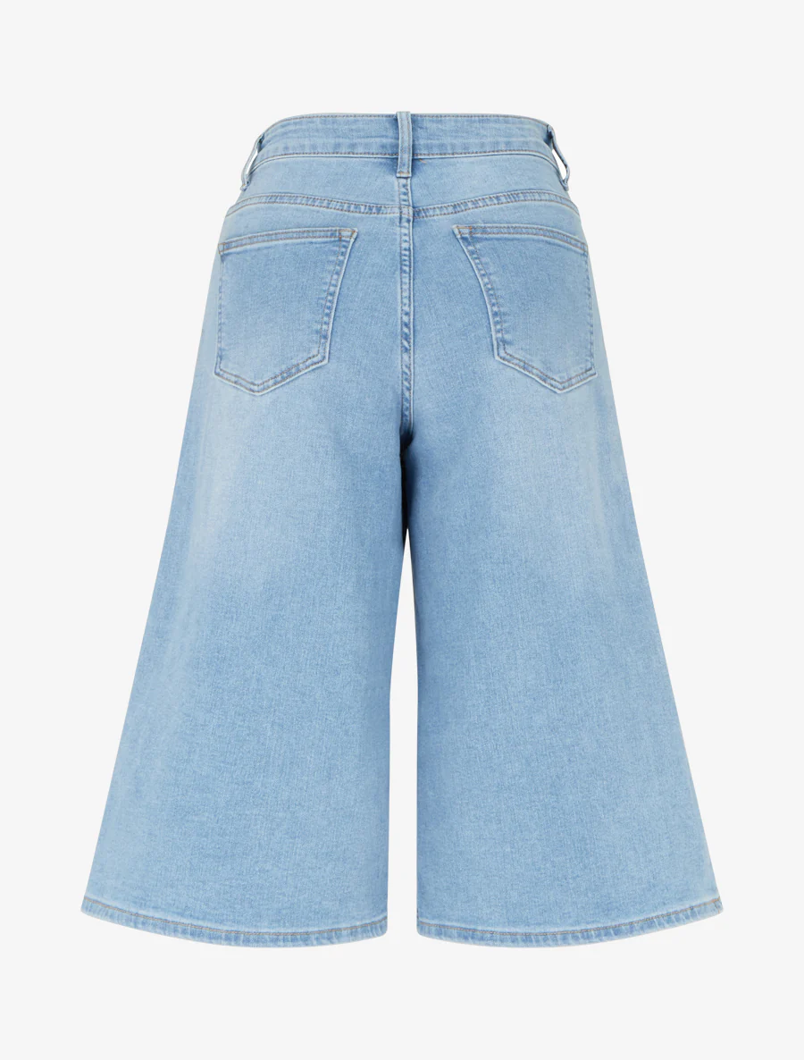 Hoge taille wijde bermuda - Blauw - Image 2