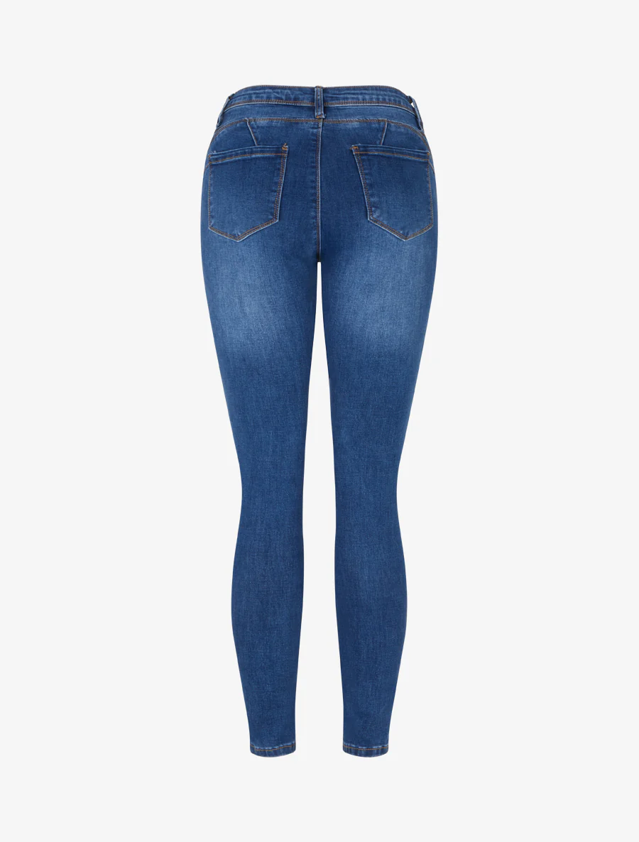 Hoog getailleerde, gebleekte skinny jeans - Blauwe denim - Image 2