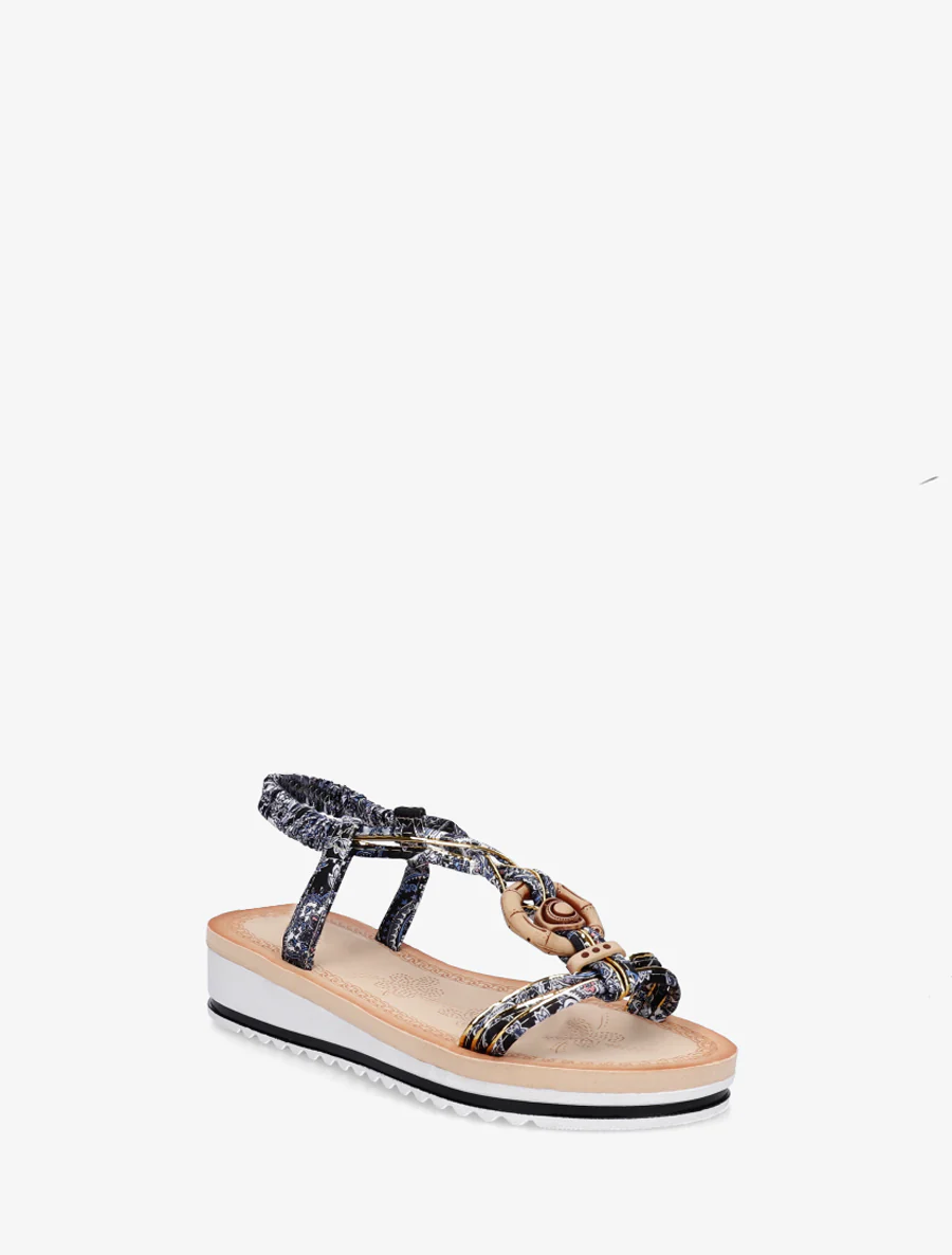 Houten sleehaksandalen met sierstenen inzet. - Zwart - Image 2