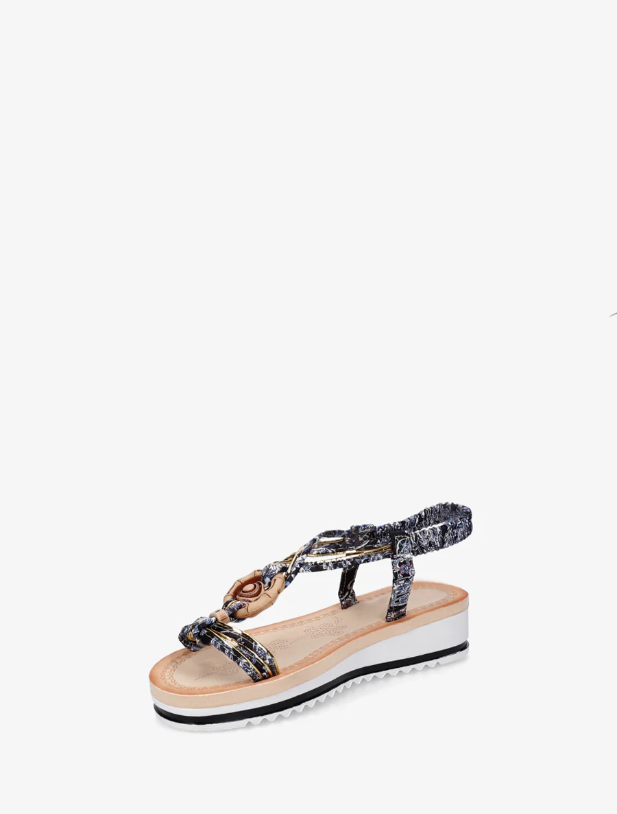 Houten sleehaksandalen met sierstenen inzet. - Zwart - Image 3