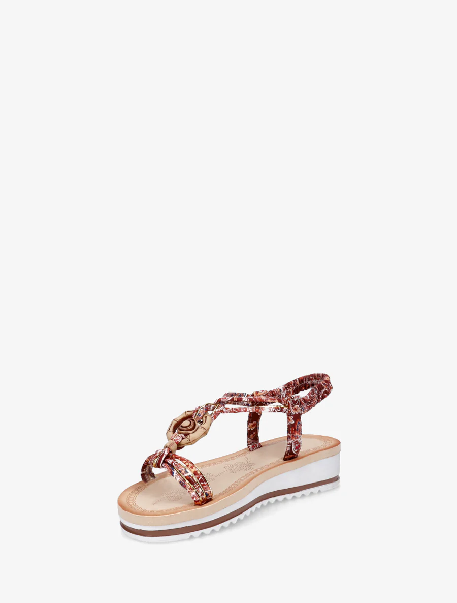 Houten sleehaksandalen met sierstenen inzet. - Kameel - Image 3