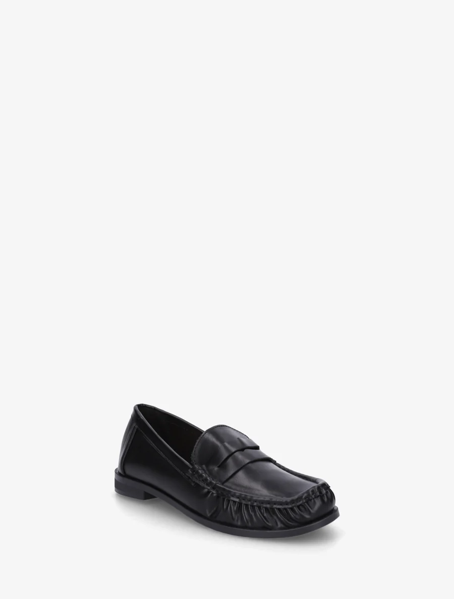 Imitatieleren mocassins met geplooid effect - Zwart - Image 2