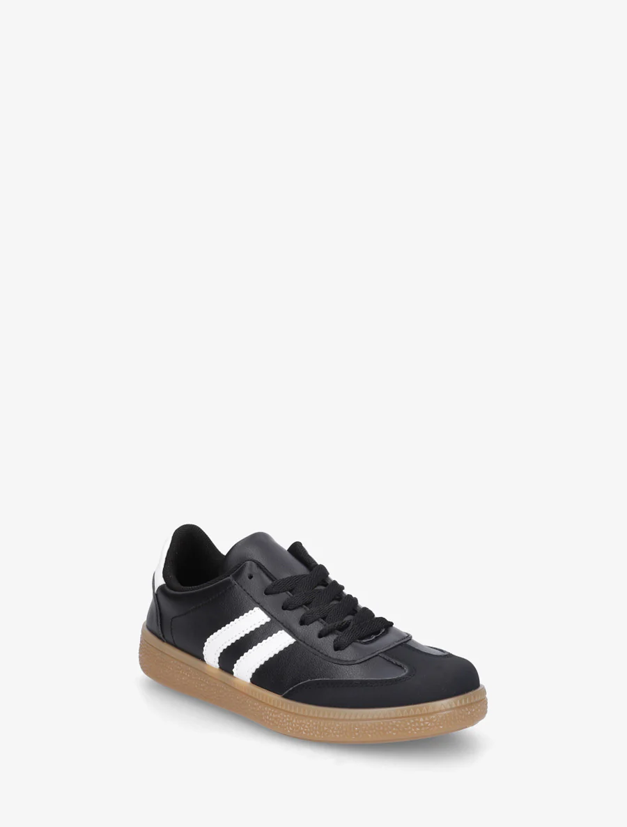 Imitatieleren sneakers met contrasterende banden - Zwart - Image 2