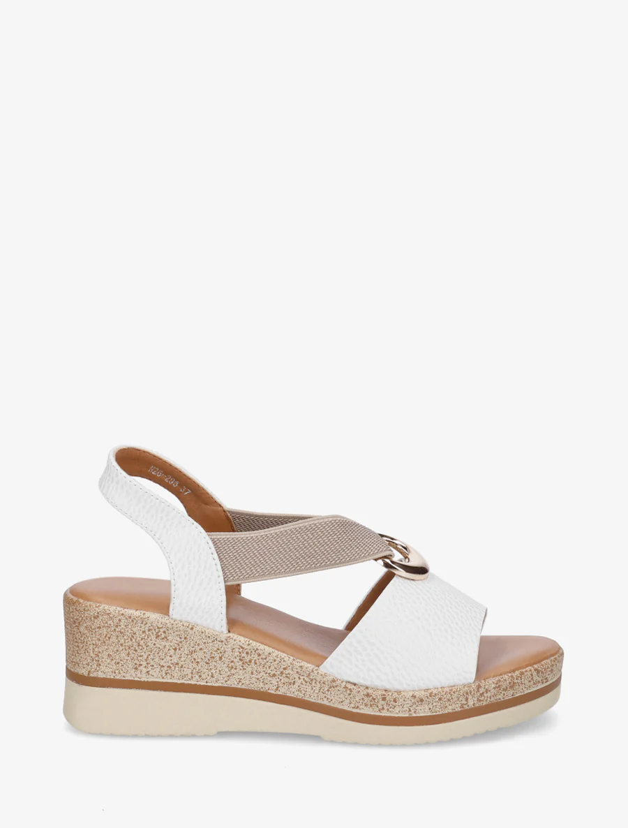 Instapsandalen met sleehak van imitatieleer - Wit