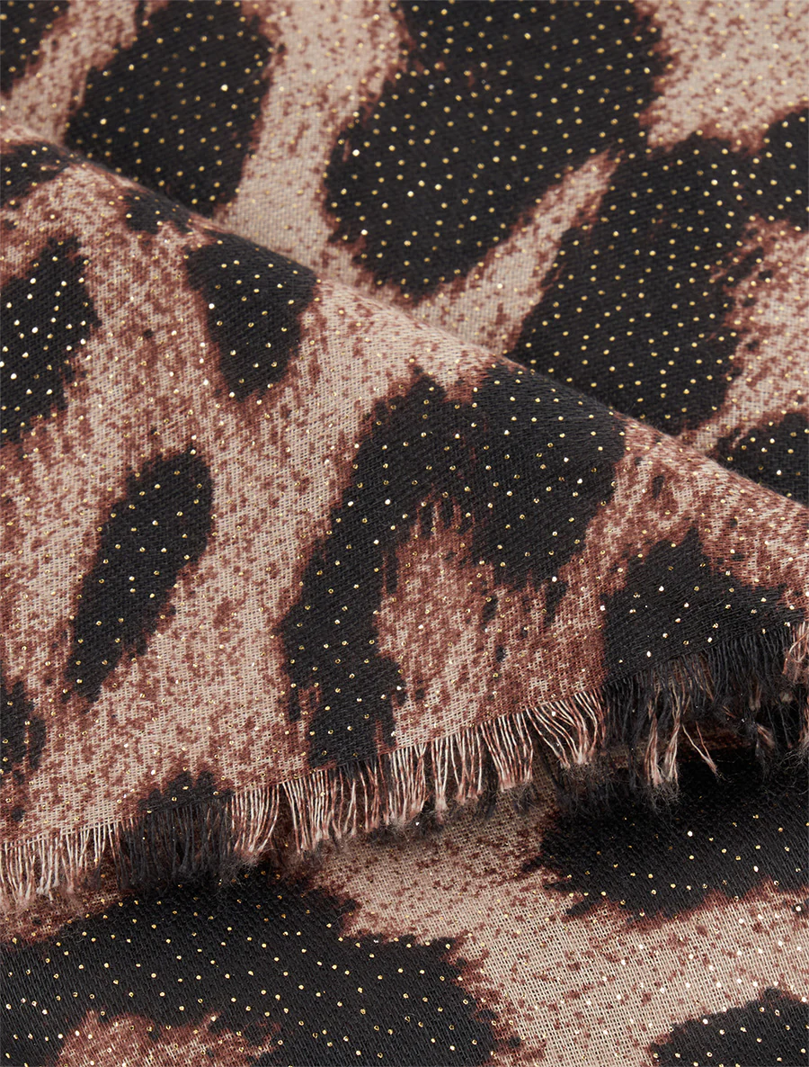 Iridescente sjaal met luipaardprint - Bruin - Image 3