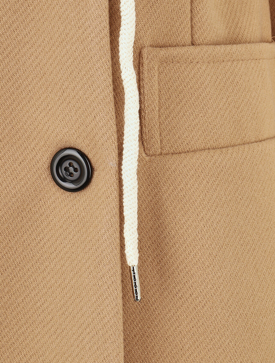 Jas met sweater-stijl capuchon - Kameel - Image 3