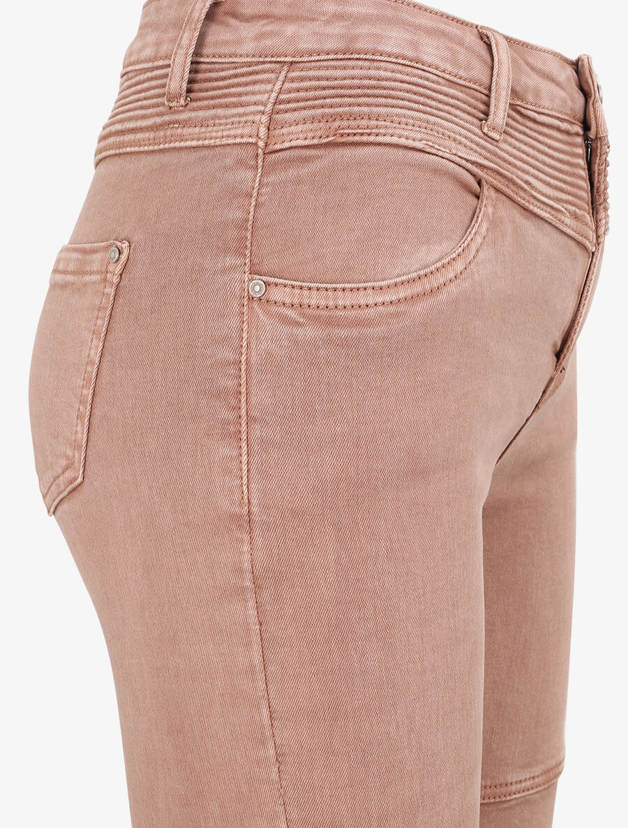 Jean biker skinny met hoge taille - Oudroze - Image 3