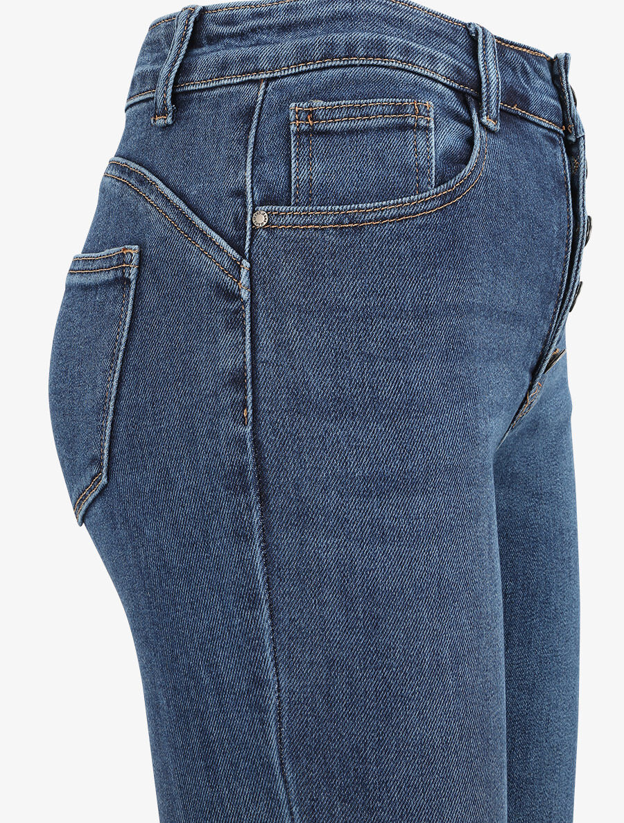 Jean flare met hoge taille en knopen - Blauw - Image 3