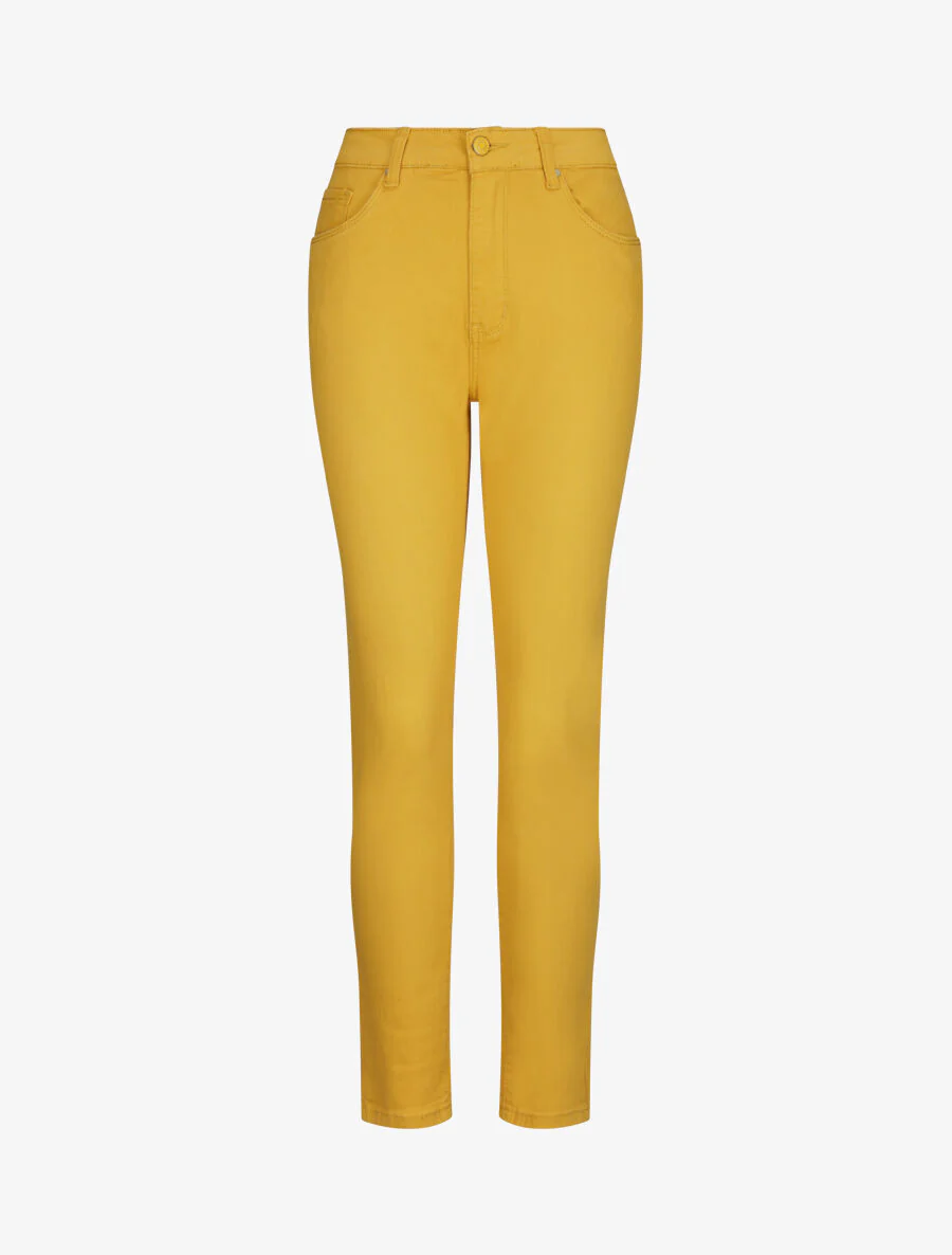 Jean hoge taille slank eenkleurig met hoge taille - Mosterdkleurig