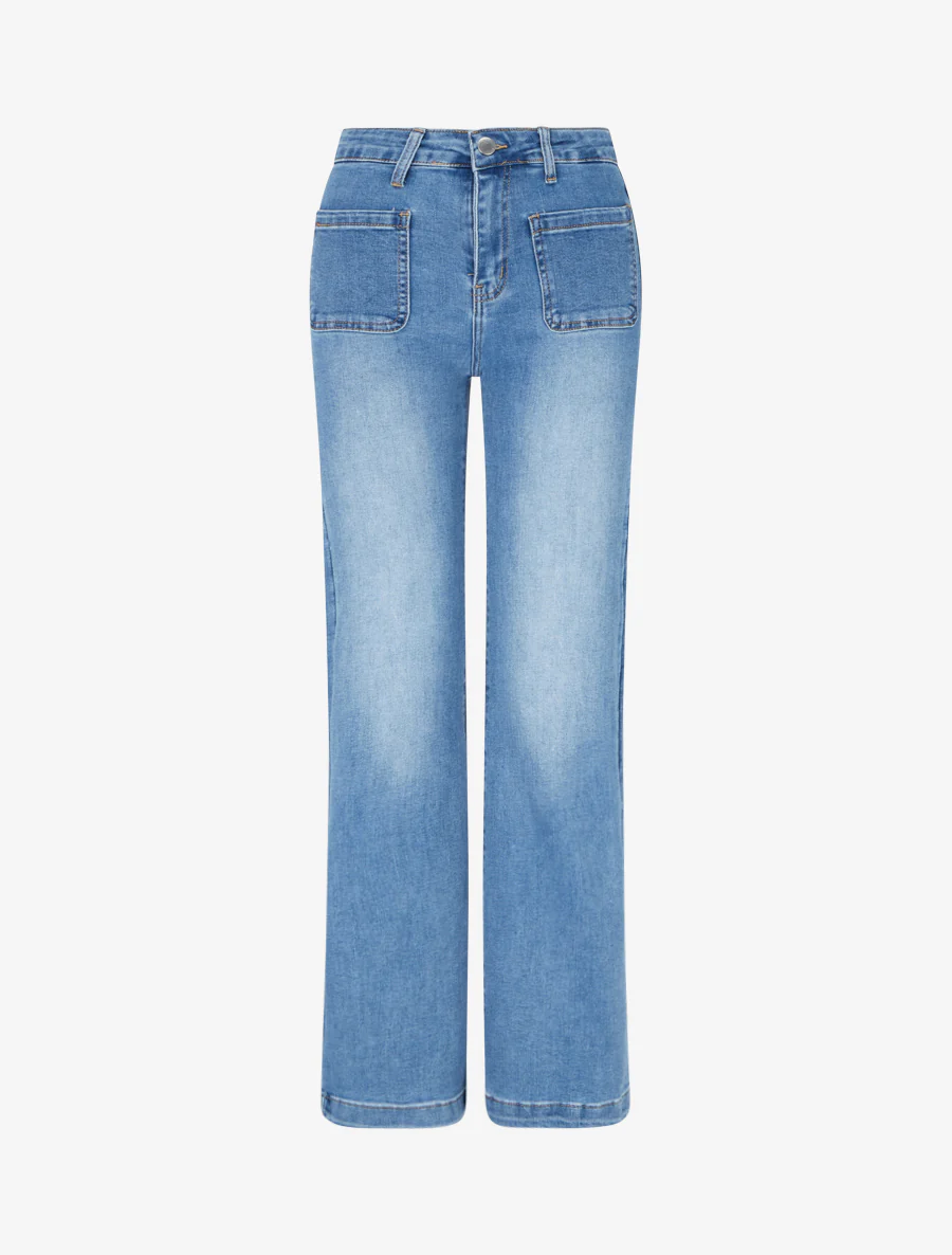 Jean met 4 zakken rechte pijp - Blauw