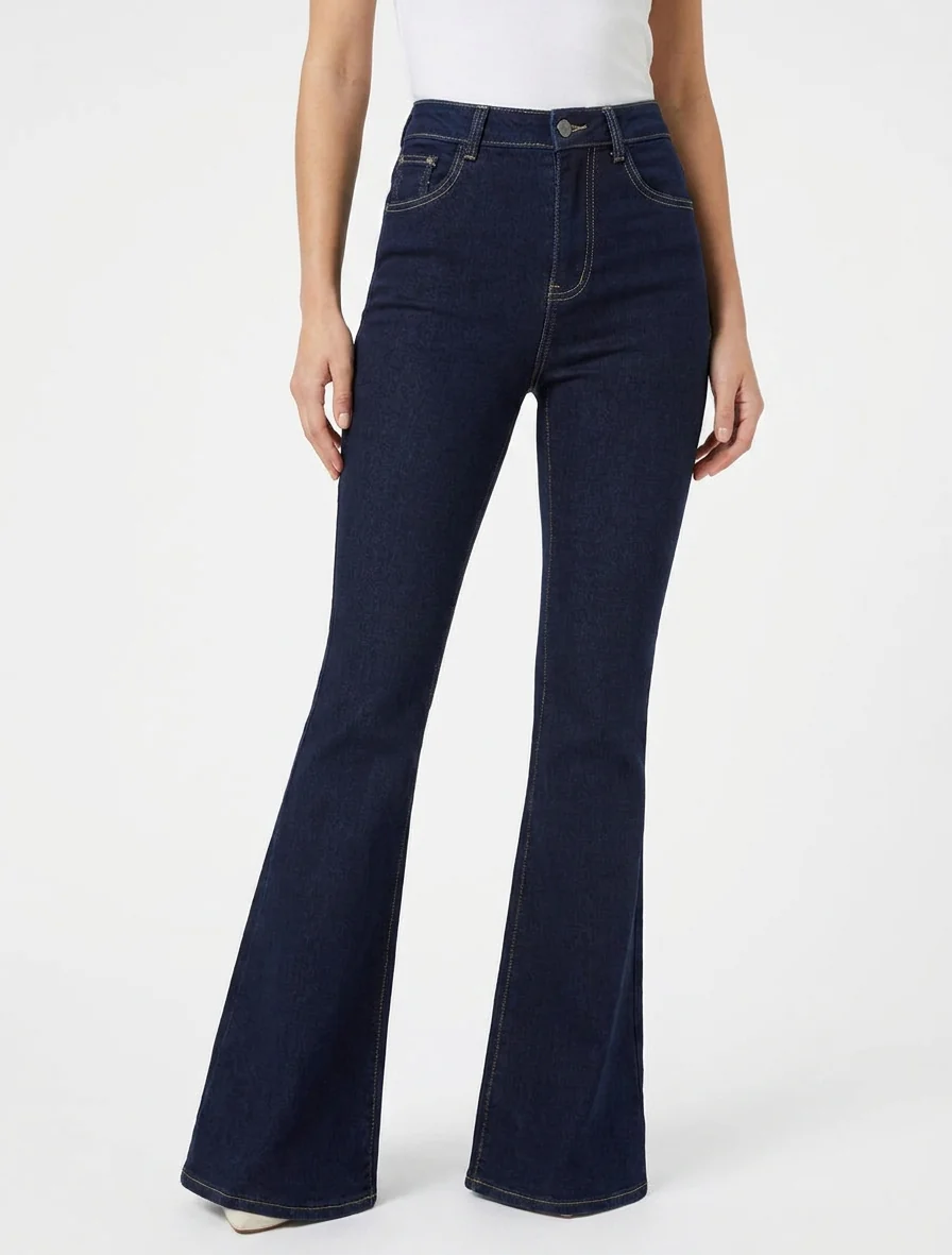 Jean met hoge taille en flared pijpen - Ongerept blauw - Image 4