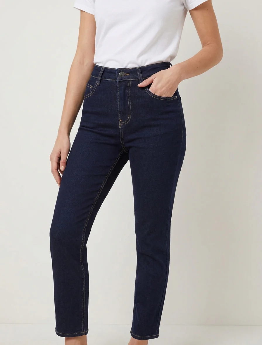 Jean met hoge taille en mom-fit. - Ongerept blauw - Image 4
