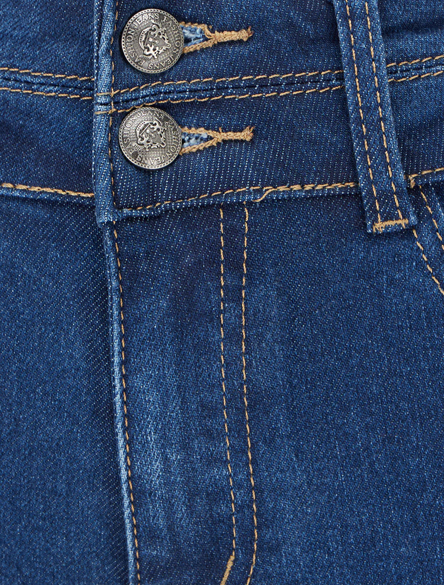 Jean met hoge taille en wijde pijpen - Blauwe denim - Image 3
