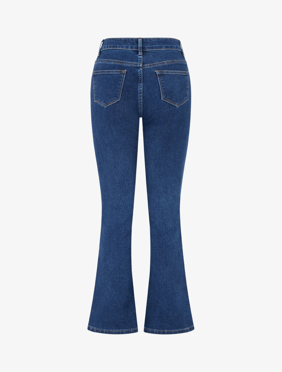 Jean met knoopsluiting en uitlopende pijpen - Blauwe denim - Image 2