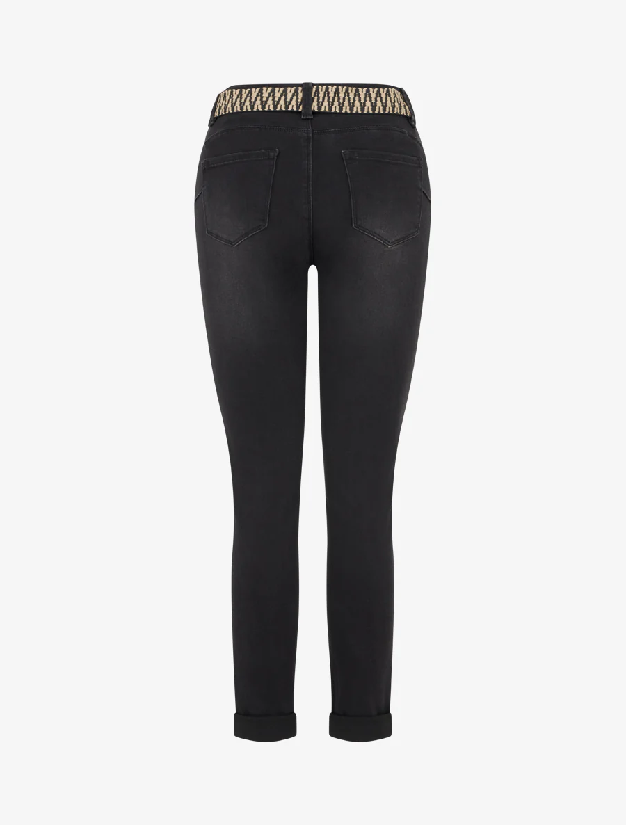 Jean met omgeslagen skinny pijpen. - Zwart - Image 2
