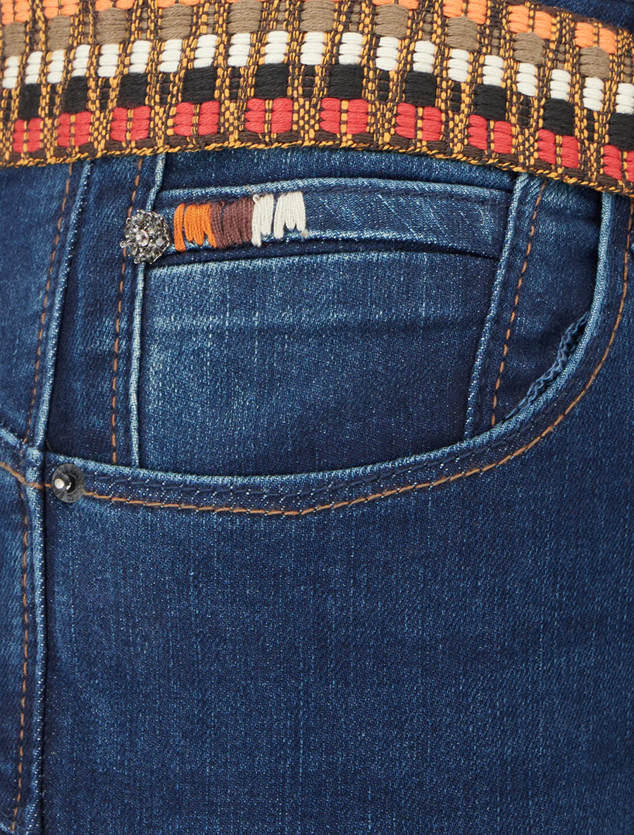 Jean met omgeslagen skinny pijpen. - Blauwe denim - Image 3