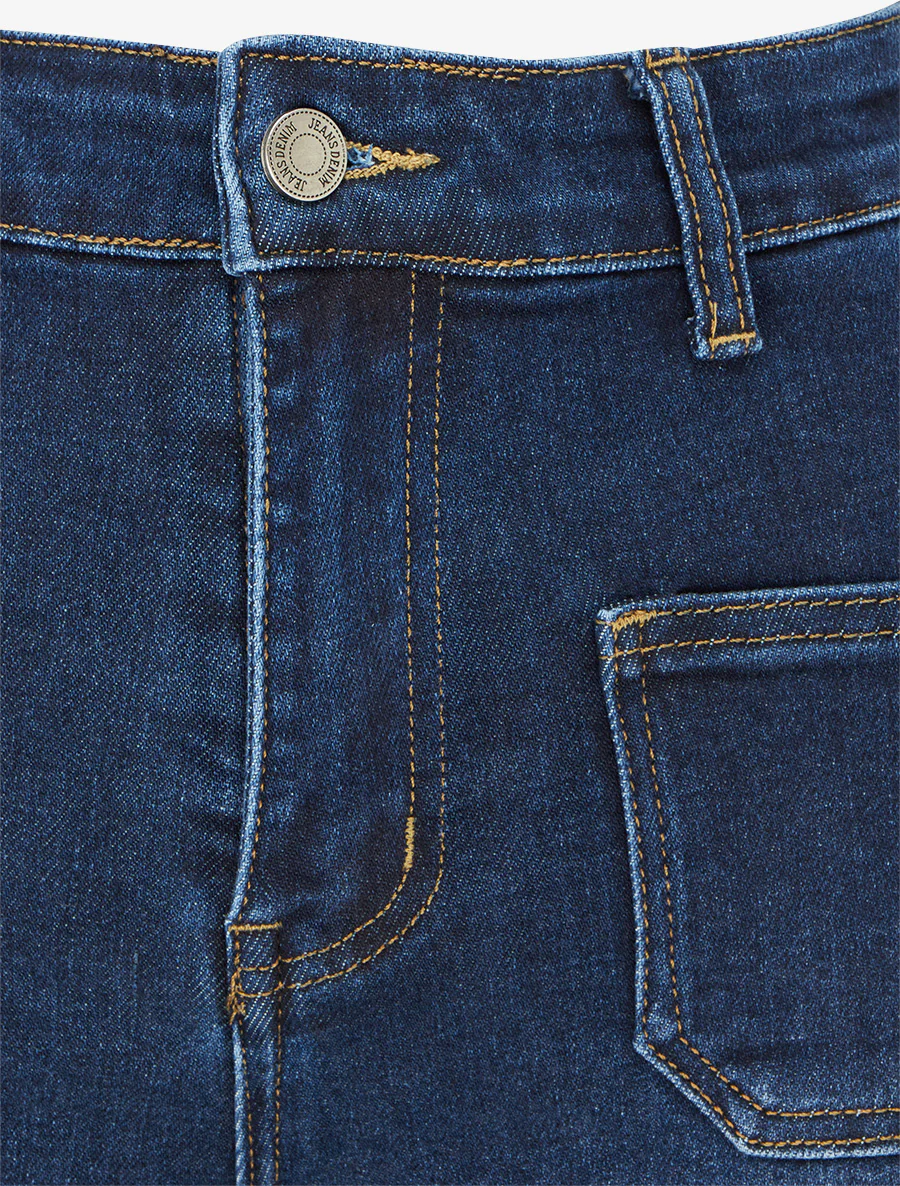 Jean met rechte pijpen en omgeslagen zoom - Blauw - Image 3