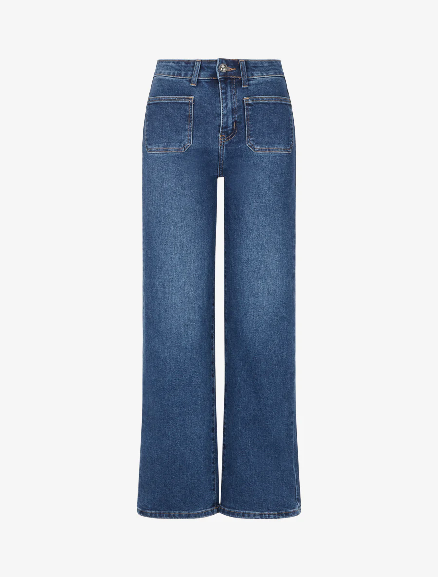 Jean met rechte pijpen en wijde pasvorm. - Blauw