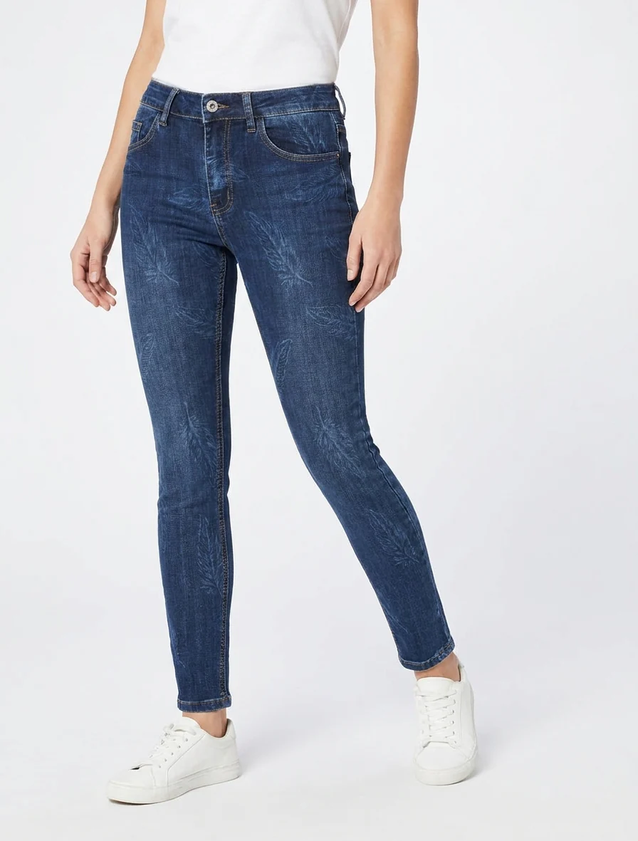 Jean met verenprint, skinny fit - Blauwe denim - Image 4