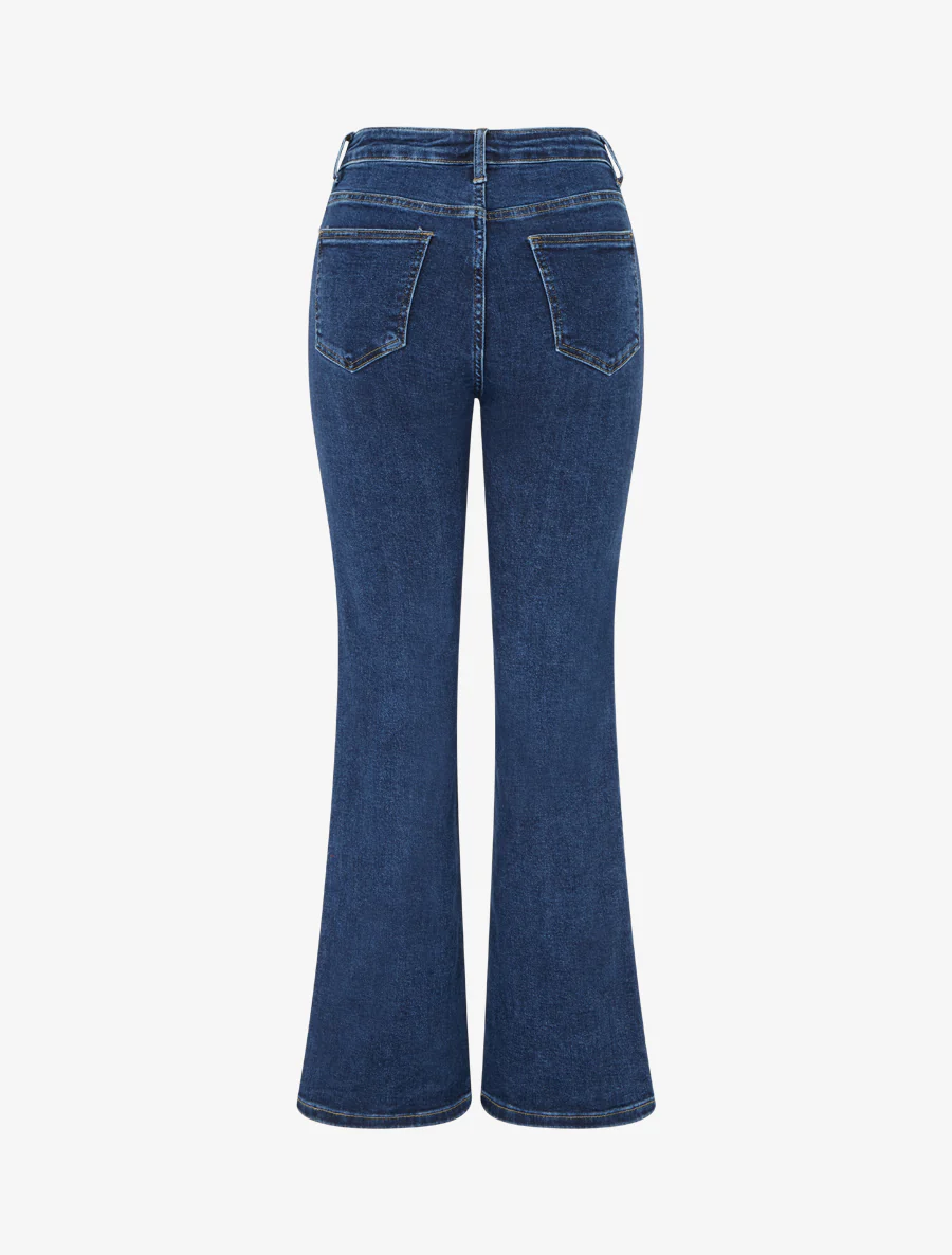 Jean met wijde pijpen en borduursels met strikmotief - Blauw - Image 2